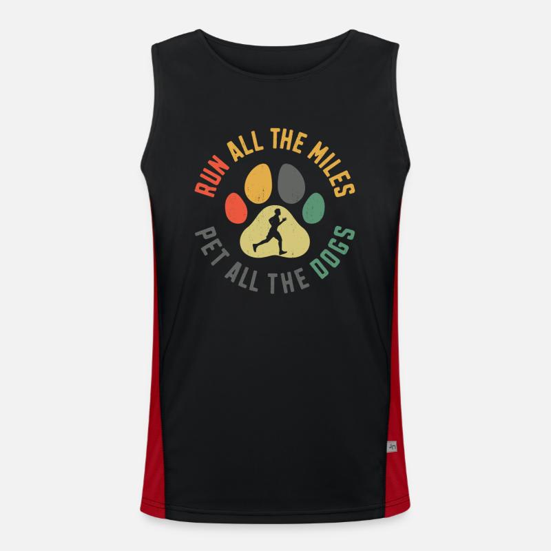 Running Runner Half Marathon Dog Men's Functional Contrast Tank Top 