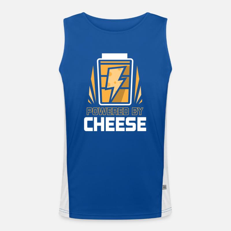 Powered by cheese dear lovers sayings sweet Men's Functional Contrast Tank Top 