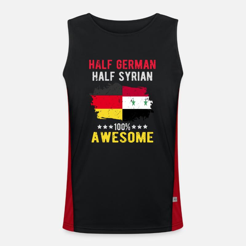 Half German half Syrian - Men's Functional Contrast Tank Top  - black/red