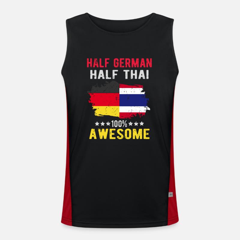 Half German half Thai - Men's Functional Contrast Tank Top - black/red