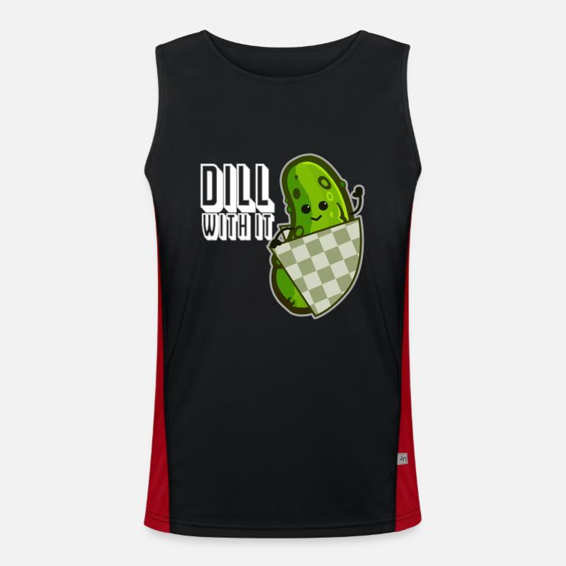 Drôle de cornichon à l’aneth avec ça! Humour Concombre Vegan Débardeur respirant contrasté Homme 
