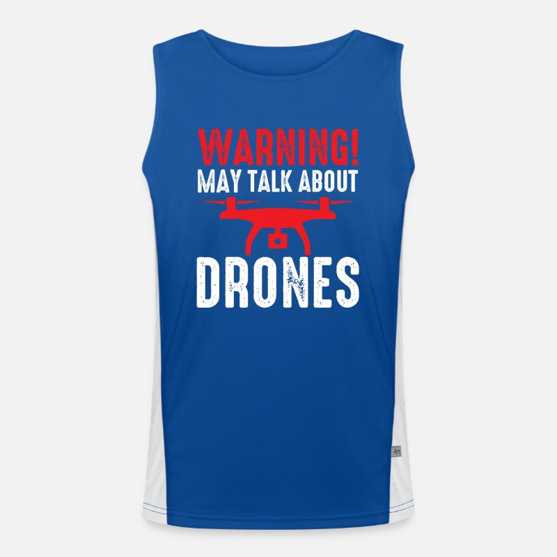 Drone Pilot Warning May Talk About Drones Quadcopt Funktionelles Kontrast-Tank Top für Männer 
