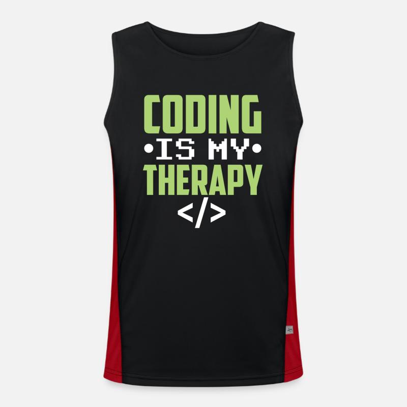 Programmieren Ist Meine Therapie Coder Code Coding Funktionelles Kontrast-Tank Top für Männer 