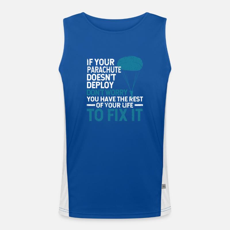 Funny parachute skydiver adventure Men's Functional Contrast Tank Top 