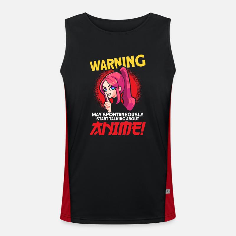 Warning May Spontaneously Start Talking Anime Funktionelles Kontrast-Tank Top für Männer 