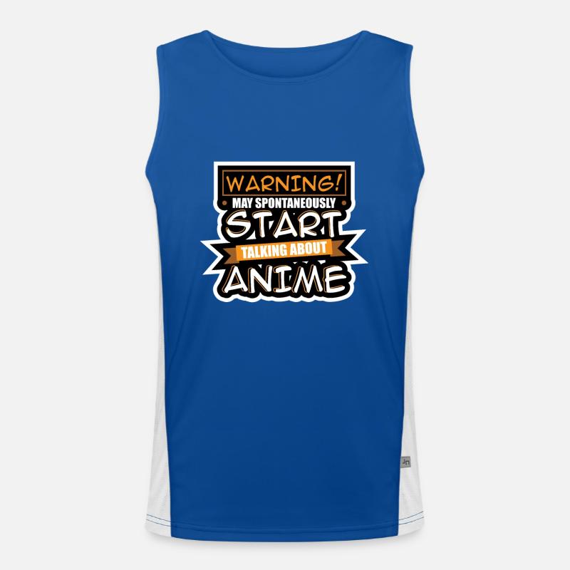 Warning May Spontaneously Start Talking Anime Men's Functional Contrast Tank Top 