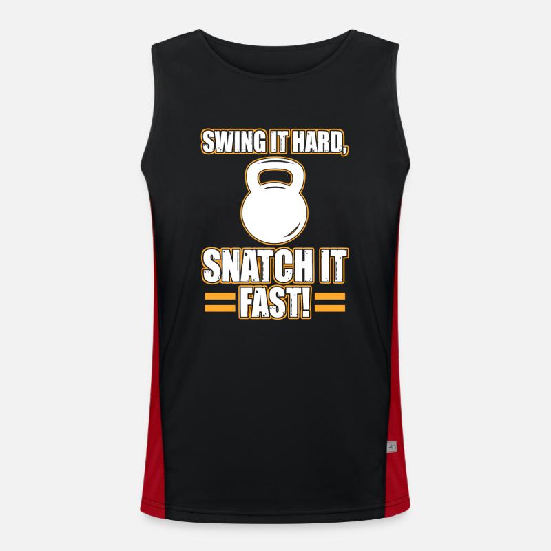 Swing It Hard Snatch It Fast Kettlebell Dumbbells Débardeur respirant contrasté Homme 