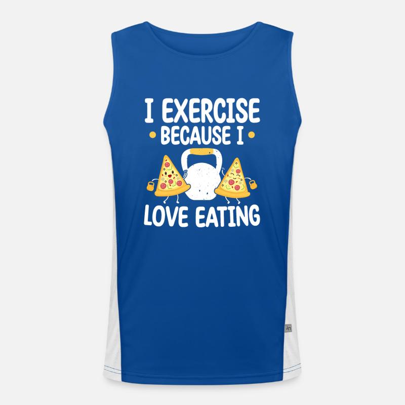 Kettlebell Pizza Exercise Because Love Eating Funktionelles Kontrast-Tank Top für Männer 