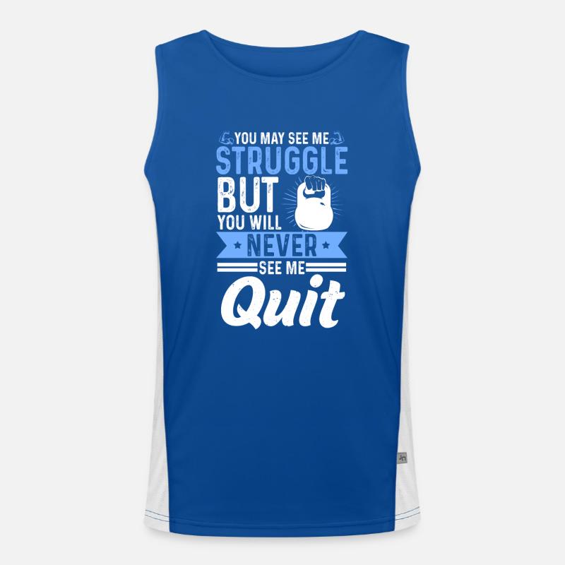 Kettlebell Struggle But Never See Me Quit Training Funktionelles Kontrast-Tank Top für Männer 