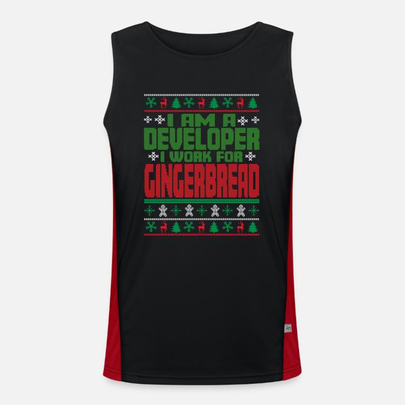 Software Developer Christmas Quote - Men's Functional Contrast Tank Top  - black/red
