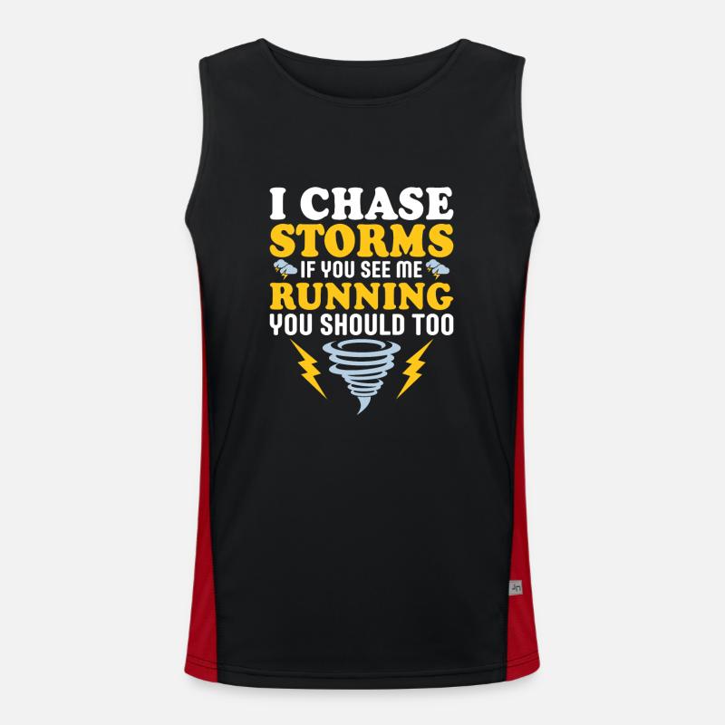 I Chase Storms If You See Me Running Meteorologist Men's Functional Contrast Tank Top 