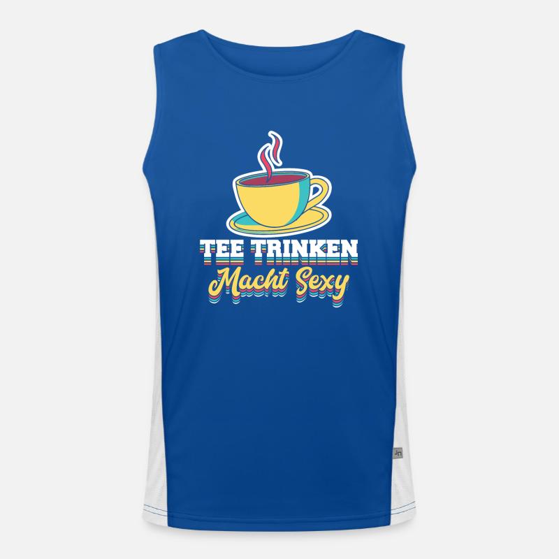 Lustiges gemütlich Bio Tee Trinker Spruch design Funktionelles Kontrast-Tank Top für Männer 