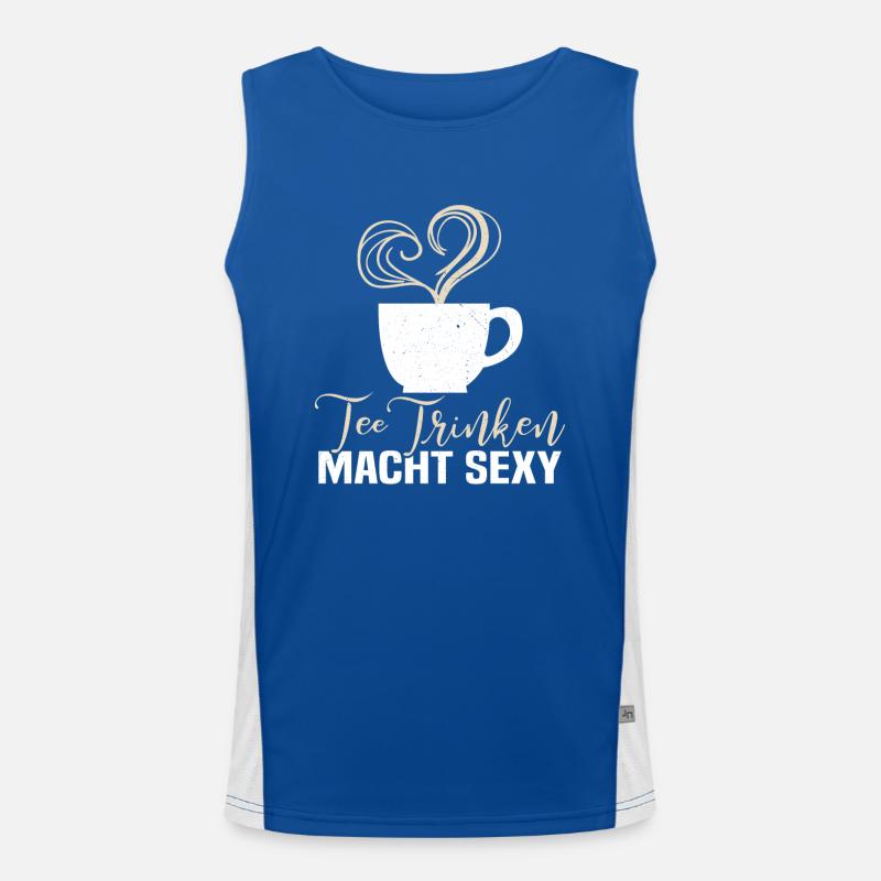 Lustiges gemütlich Bio Tee Trinker Spruch design Funktionelles Kontrast-Tank Top für Männer 