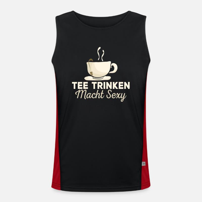 Lustiges gemütlich Bio Tee Trinker Spruch design Funktionelles Kontrast-Tank Top für Männer 