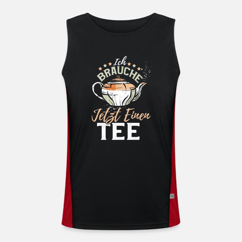 Lustiges gemütlich Bio Tee Trinker Spruch design Funktionelles Kontrast-Tank Top für Männer 