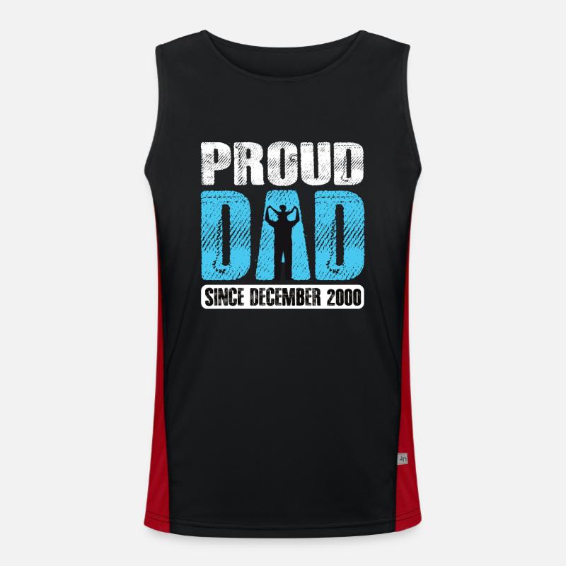 Proud Dad Since December 2000 Funktionelles Kontrast-Tank Top für Männer 