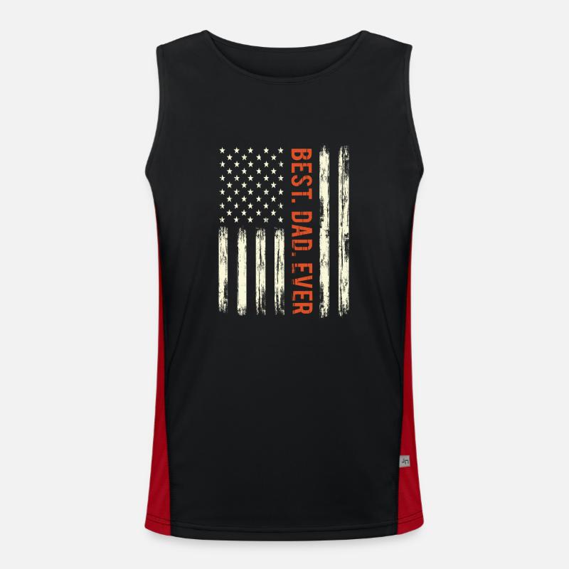 Best dad ever US american flag Men's Functional Contrast Tank Top 