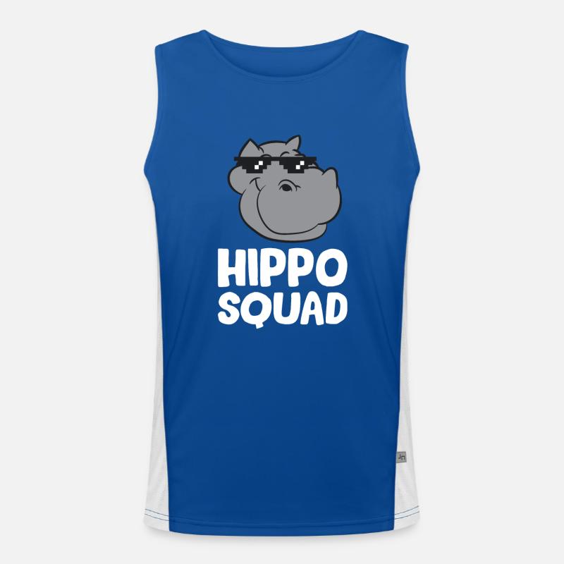 Nilpferd - Hippo Squad mit Sonnenbrille Funktionelles Kontrast-Tank Top für Männer 