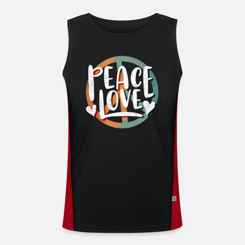 Friedensliebe, Frieden Funktionelles Kontrast-Tank Top für Männer 