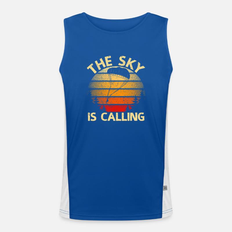 Der Himmel ruft Fallschirmspringen Fallschirmsprin Funktionelles Kontrast-Tank Top für Männer 