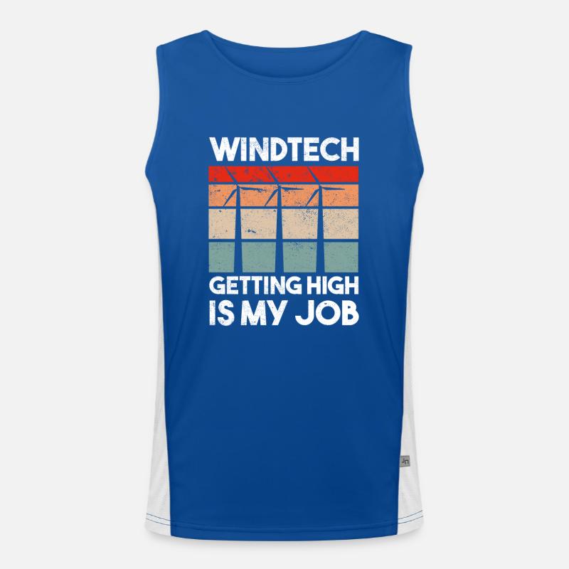 Wind turbine technician wind farm wind power Men's Functional Contrast Tank Top 