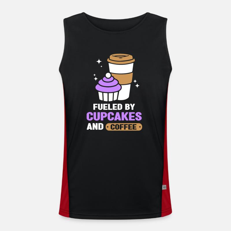 Angetrieben Von Cupcakes Und Kaffee Cupcake Essen Funktionelles Kontrast-Tank Top für Männer 