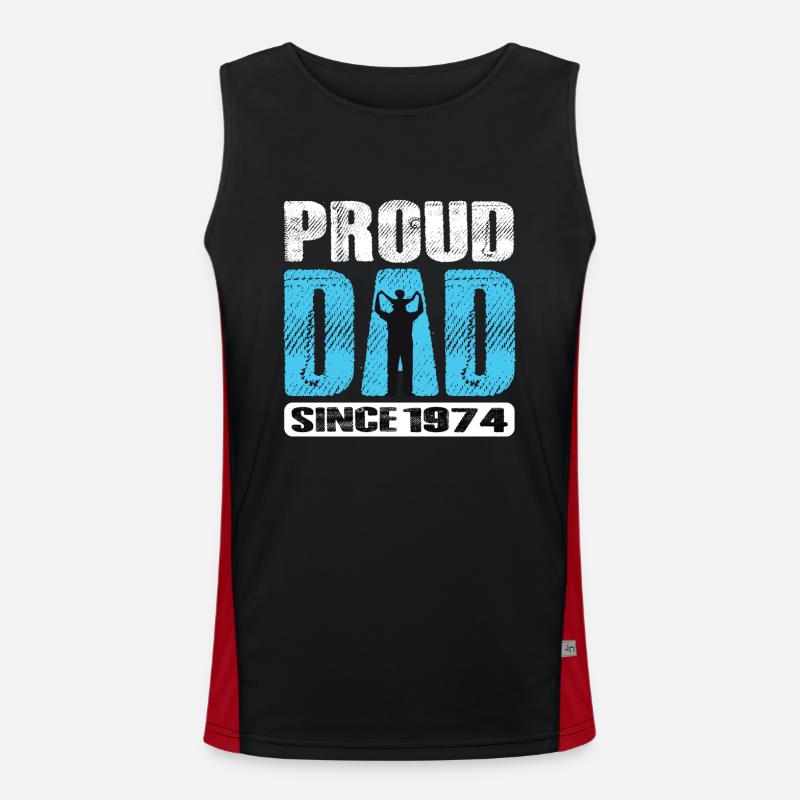Proud Dad Since 1974 Funktionelles Kontrast-Tank Top für Männer 