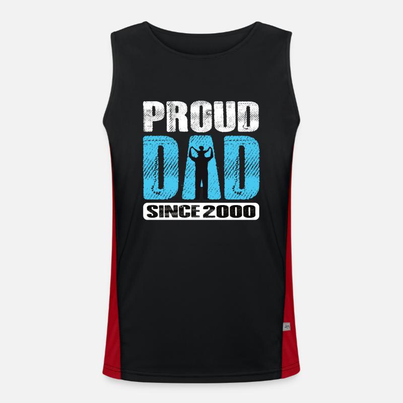Proud Dad Since 2000 Funktionelles Kontrast-Tank Top für Männer 