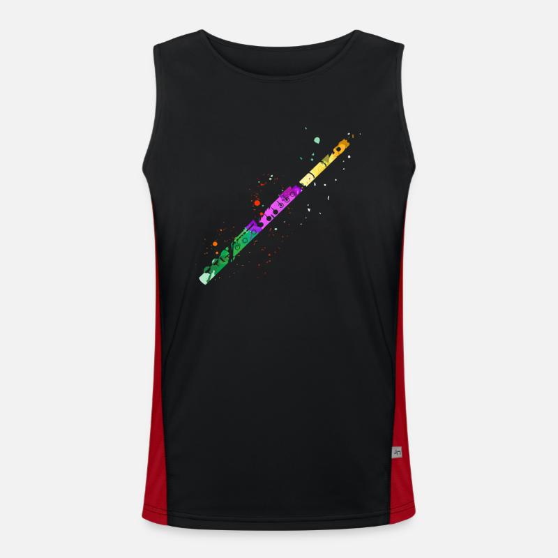 Flute, Playing the flute, Men's Functional Contrast Tank Top 