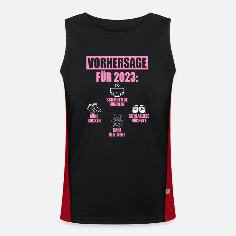 Vorhersage 2023 Geburt Windeln Socken Eltern Funktionelles Kontrast-Tank Top für Männer 