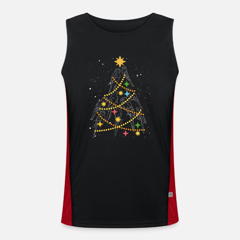 Parrots Christmas Tree Men's Functional Contrast Tank Top 