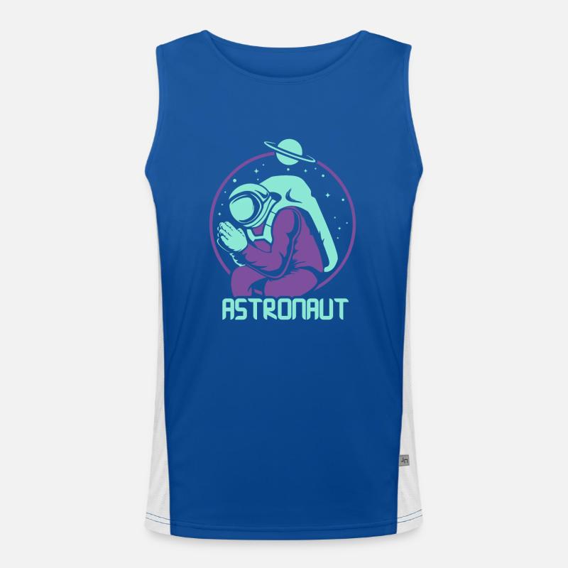Astronaut Astronomy Rocket Space Planets Men's Functional Contrast Tank Top 