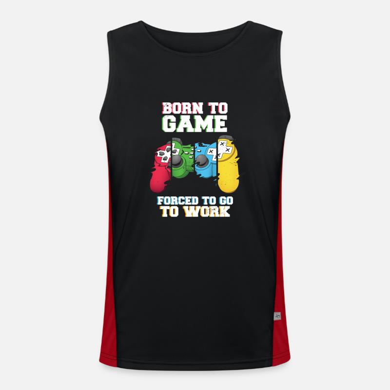 Born To Game Forced To Go Work Funktionelles Kontrast-Tank Top für Männer 
