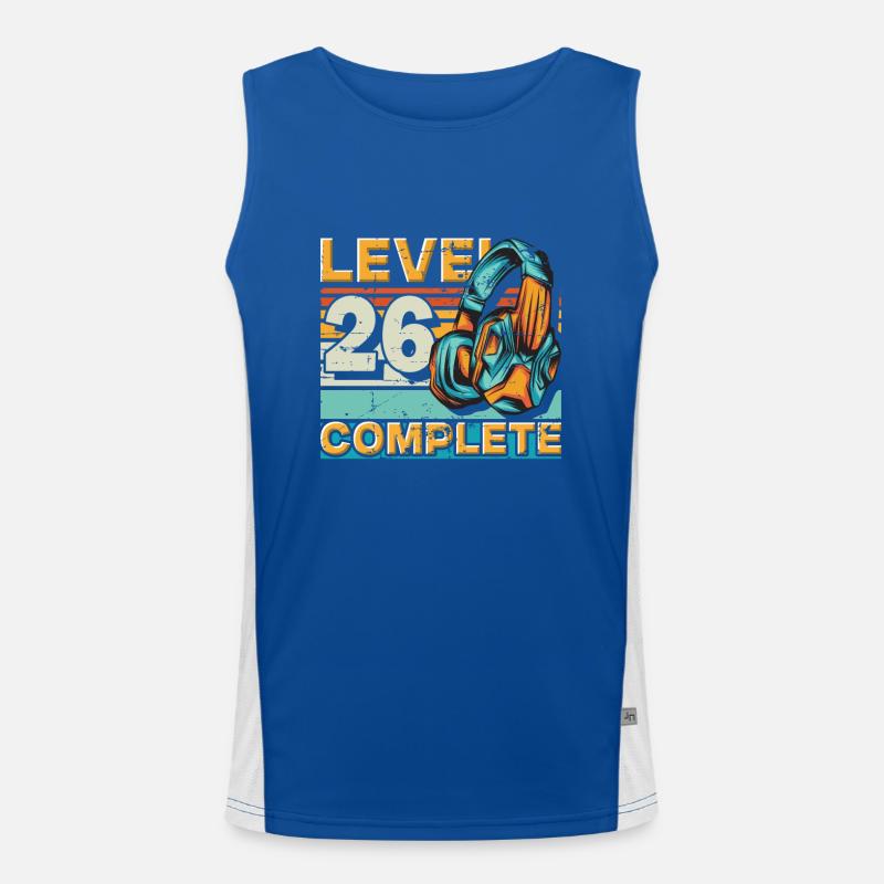 Gaming Birthday Level 26 Complete for gamers. Men's Functional Contrast Tank Top 