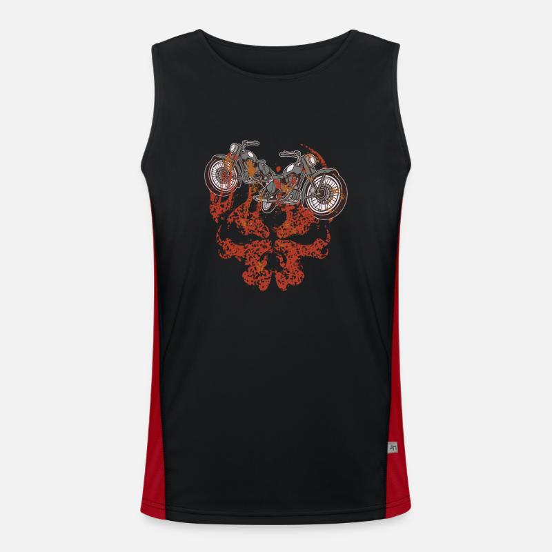 Moto Grim Skull Biker Flame Débardeur respirant contrasté Homme 