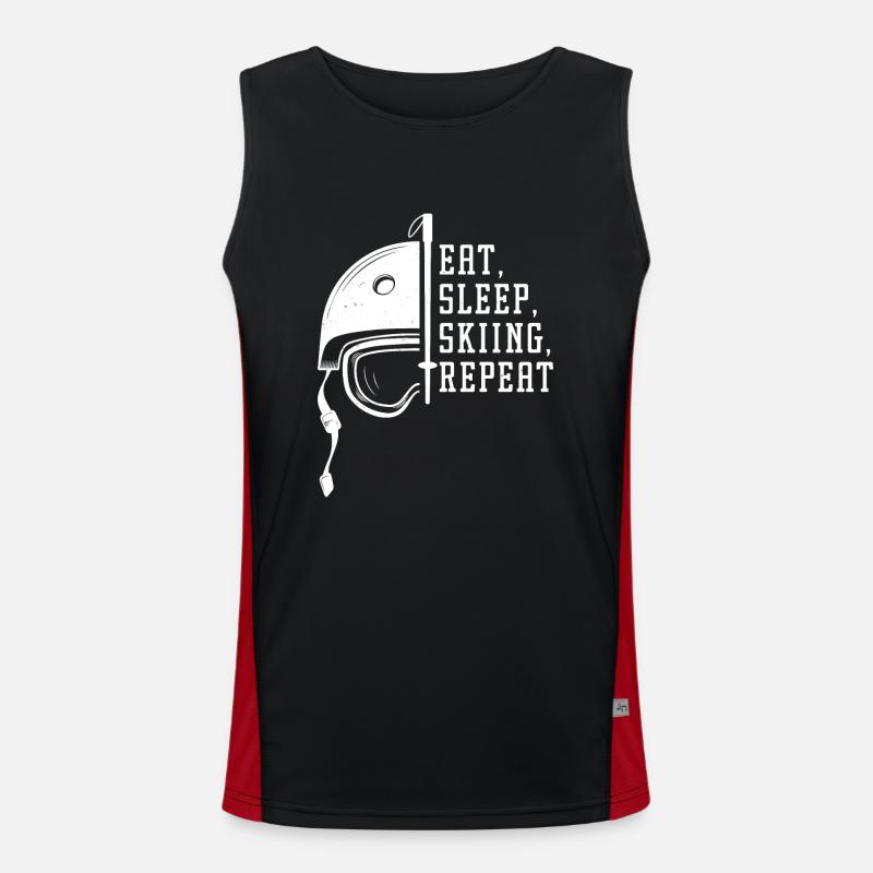 Eat Sleep Skiing Repeat - Men's Functional Contrast Tank Top  - black/red