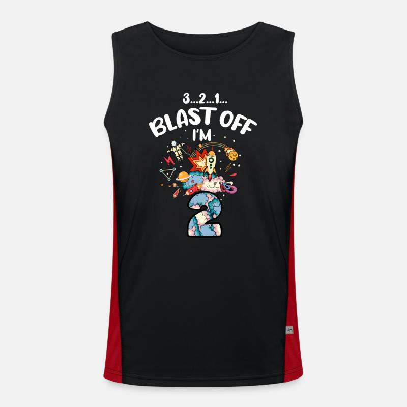 Blast Off Ich Bin2 Jahre Alt, 2. Geburtstag Funktionelles Kontrast-Tank Top für Männer 