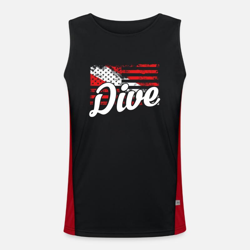 Dive under American flag Men's Functional Contrast Tank Top 
