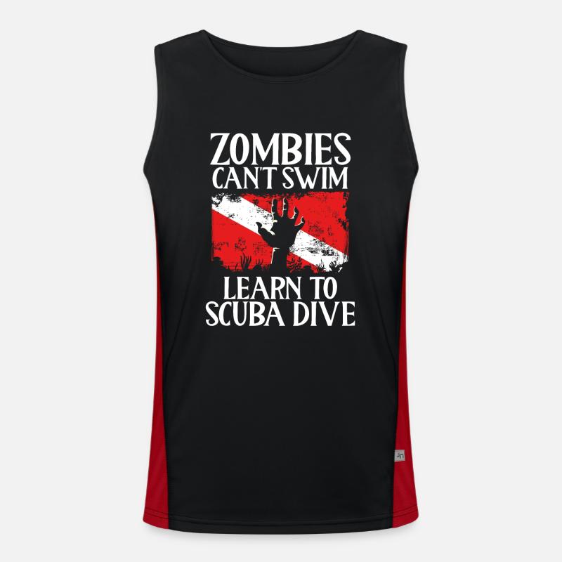 Zombies cannot learn to swim, - Men's Functional Contrast Tank Top  - black/red