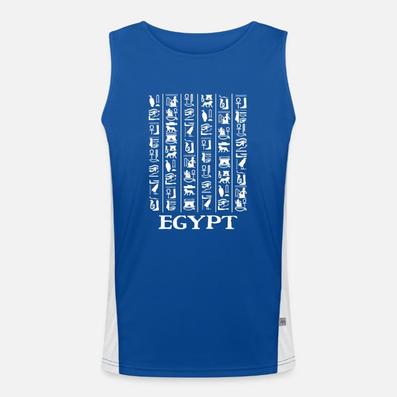 Hieroglyphics Pyramids Ancient Egypt Men's Functional Contrast Tank Top 