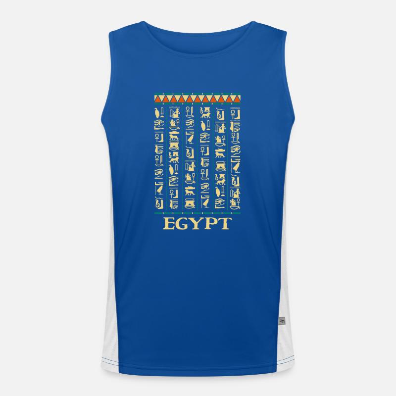 Hieroglyphics Pyramids Ancient Egypt Men's Functional Contrast Tank Top 