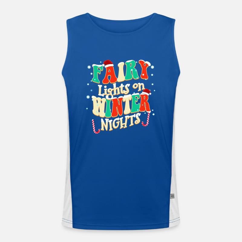 Lichterketten in Winternächten Weihnachten Funktionelles Kontrast-Tank Top für Männer 