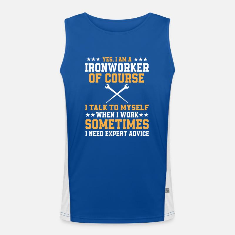 Lustiger Ironworker Spruch Funktionelles Kontrast-Tank Top für Männer 