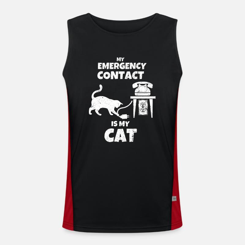 Forever Alone Introvert Cat Owner Emergency Call Men's Functional Contrast Tank Top 