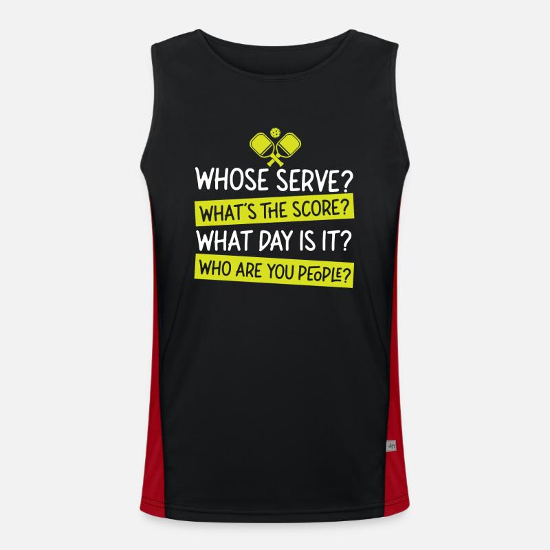 Pickleball Whose Serve? What's The - Men's Functional Contrast Tank Top - black/red