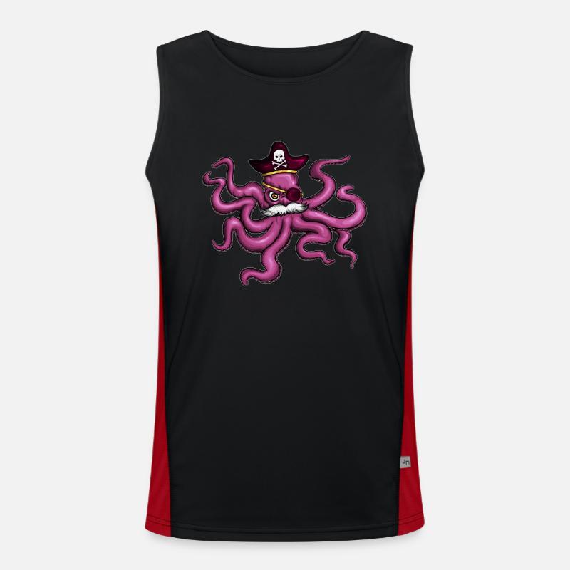 Octopus Pirate Pirate Hat Eye Patch Moustache Men's Functional Contrast Tank Top 