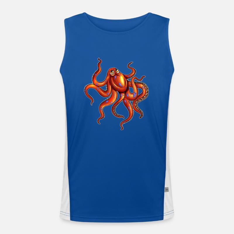 Diving Squid Octopus Fan Kraken Design Men's Functional Contrast Tank Top 