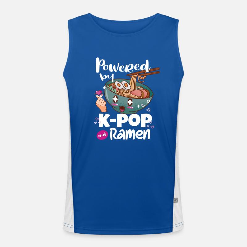 Powered By Kpop and Ramen Men's Functional Contrast Tank Top 