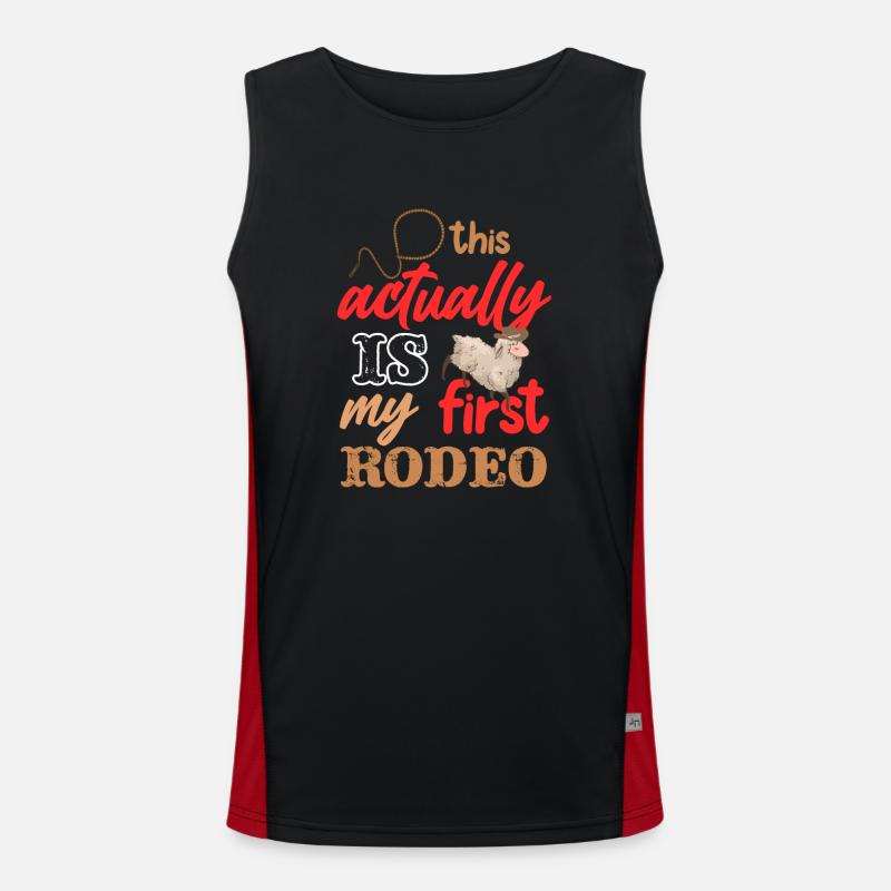 Actually My First Mutton Buster Rodeo Sheep Riding - Men's Functional Contrast Tank Top - black/red