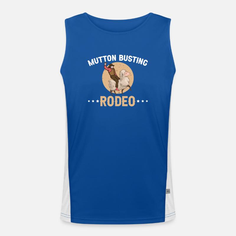 Mutton Busting Rodeo Western Sheep Rider Men's Functional Contrast Tank Top 